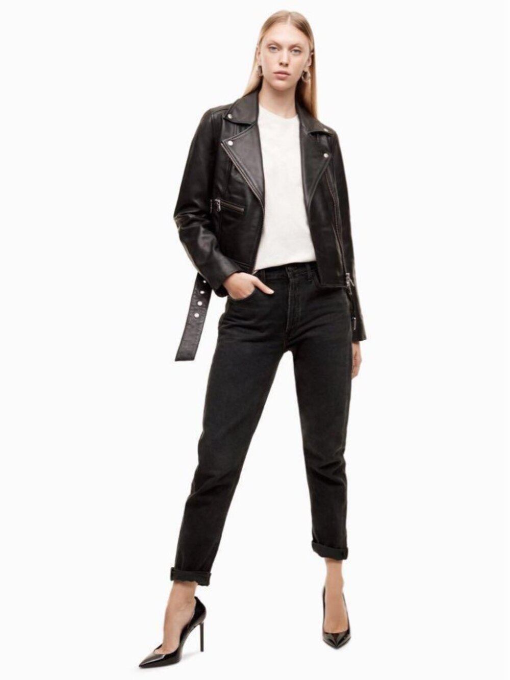 Aritzia TALULA x AGOLDE Faded Black High Rise Taper Slim Tapered Jeans, Size 26